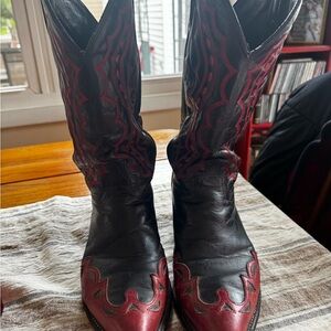 J. Chisholm Black and Red Western Boots with Classic Design